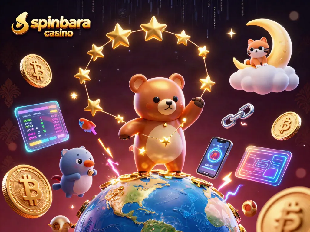 Play exciting games at Spinbara Casino with colorful visual elements and vibrant characters.